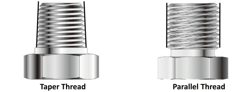 Dimensional Difference between Parallel and Tapered Threads