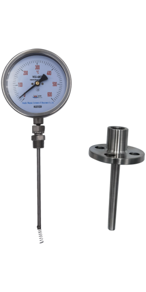 Termometro bimetallico WangYuan WSS con pozzetto termometrico con montaggio a flangia